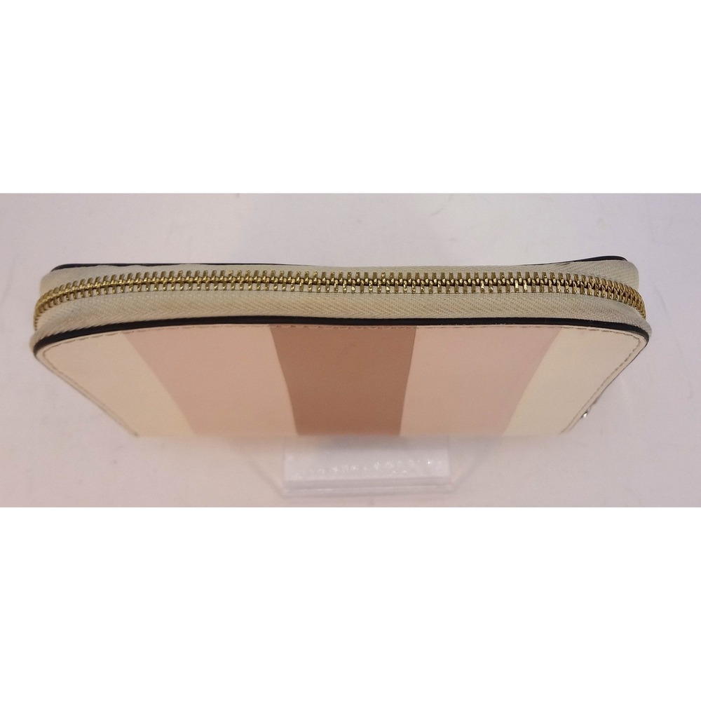Michael Kors Jet Set‎ Continental Wallet Pink/Beige Striped Zip Around Wallet - Picture 5 of 7